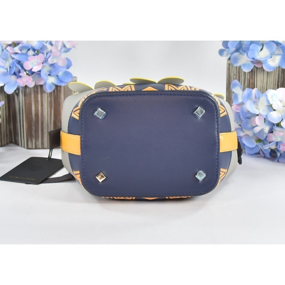 MCM Yellow Grey Goatskin Mini Upcycling Project Flower Milano Drawstring Bag NWT - Picture 6 of 8